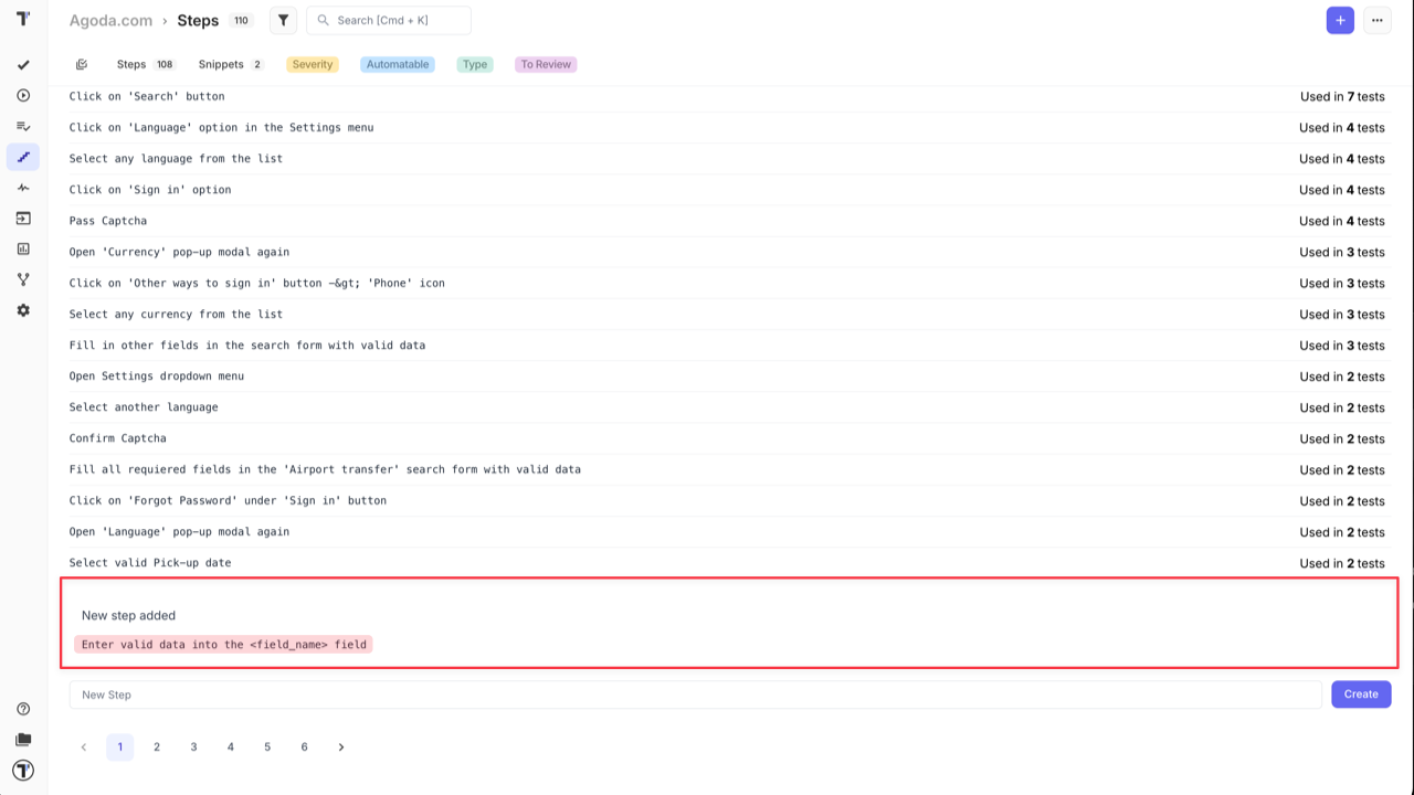 Testomat.io - New step created