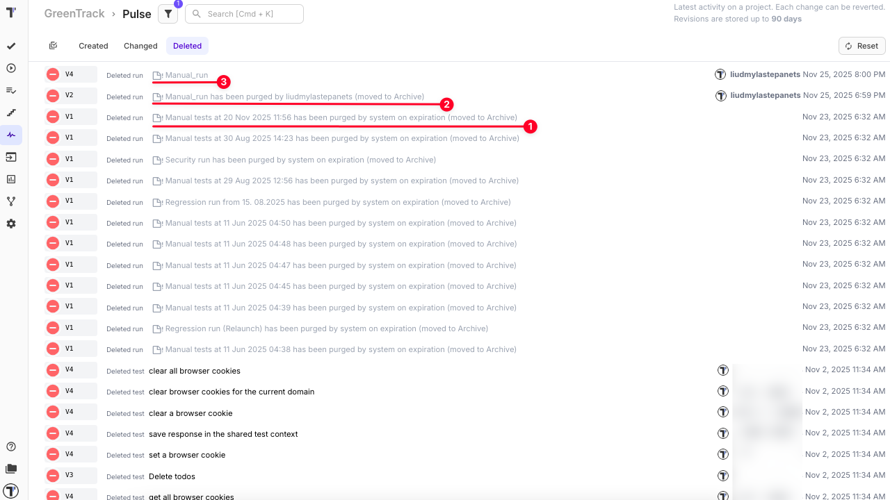 Runs Activity Tracked in Pulse